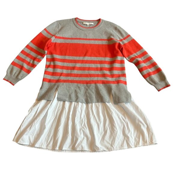 English Factory Grey Striped Sweater Dress Pullover Layered Size Large Women's - Picture 1 of 12